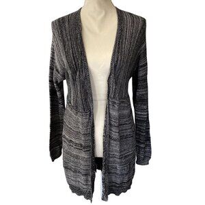 Wild Pearl | Knitted Long Cardigan Sweater | Black & White | Size: Small